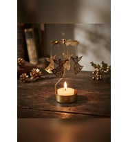Dönen Mumluk Melek Figürlü Altın Metal Tealight Mum Tutucu Yılbaşı Dekoru Hediye 15 cm