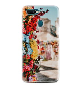 Oppo A5S A15 A16 A54 A55 A73 A74 Kılıf Desemli Silikon Gerçek Çiçekler 1743
