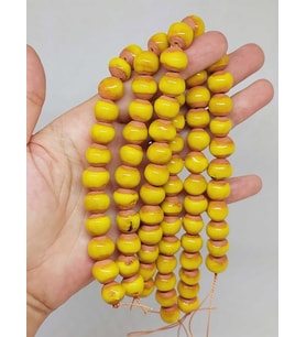 Sarı Renk Sırlı Seramik Boncuk Dizi 10-12mm/23cm (54124)