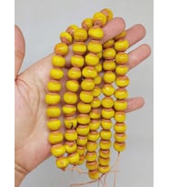 Sarı Renk Sırlı Seramik Boncuk Dizi 10-12mm/23cm (54124)