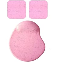 Oval Kum Desen Bilek Destekli Mouse Pad + 2 Adet Kupa Fincan Bardak Altlığı Altlık Set (pembe)