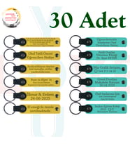 Sarı & Turkuaz, Sevdiğiniz Kişilere Doğum Günü Anısı, 30'lu Set, Mesajlı Kişiye Özgü Anahtarlık