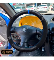 Peugeot 206 Dikme Direksiyon Kılıfı Alcantara Süet Mat Karbon Mavi Yüzük ve Dikiş XR-XS-XT-GTI-RC-CC 1998-2009