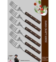 Lazbisa Hand Craft Serisi Steak Et Yemek Kahvaltı Çatalı 6 Lı Set Mutfak Bıçak Günlük Kullanım ( Mtf-061 )