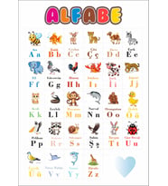 Alfabe Afiş Sınıf İçi Hayvanlarla Alfabe Abc Öğrenme 30x42 cm Pvc Kaplı Yazılıp Silinebilir