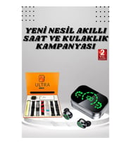 Mey İthalat® 7 Kordonlu Akıllı Saat Ve Aynalı Bluetooth Kulaklık Powerbank Dijital Göstergeli