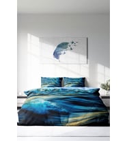 Çift Kişilik ( Lastikli Çarşaflı ) %100 Pamuk Saten Nevresim Takımı Wavy Sea