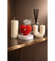 3'lü Kalpli Seni Seviyorum Mum Seti Doğal Soya Mum Romantik Mum Seti