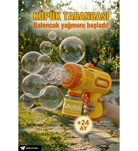 Pilli Otomatik Baloncuk Köpük Tabancası Sabun Köpüğü Eğlenceli Oyuncak Bubble Gun