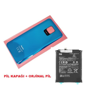 Xiaomi Redmi NOTE 9S Arka Kapak Batarya Kapağı + PİL (CAM) MAVİ