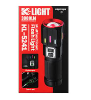 K-LIGHT KL-5241 Çok Fonksiyonlu Şarj Edilebilir LED El Feneri (3000 LM)