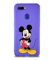 Oppo A12 Soft Premier Kapak Mickey Mouse-E Tasarımlı Silikon Kılıf - Mor (Şeffaf)