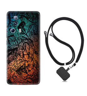 Xiaomi Mi 13 Lite Kılıf Silikon Boyun Askılı İpli Desenli Silikon İşaretler Tuval 1716