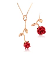 Gümüş Rose Kırmızı Gül Kolye