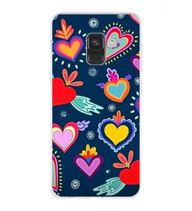 PrintiFy Samsung Galaxy A8 2018 ile Uyumlu 1mm Slim Fit Retro Colors 3 Baskılı Şeffaf  Kılıf