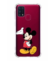 Samsung Galaxy M31  Köşe Korumalı Antişok Kapak Mickey Mouse Tasarımlı Şeffaf  Kılıf