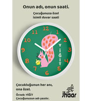 İsme Özel Sevimli Sincap Çocuk Odası Duvar Saati Orta Boy 30 cm Beyaz Camlı Sessiz
