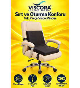 Visco Bel Destek ve Oturma Minderi – Ev, Ofis ve Araç İçin Tek Parça, Kaymaz Tabanlı ve Klipsli