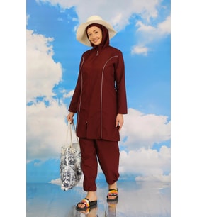 pilelistore- Kadın Tam Tesettür Bordo Mayo