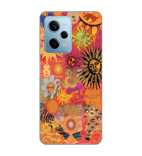 Redmi Note 12 Pro 5G Uyumlu Vintage Kolaj Desenli Şeffaf Telefon Kılıfı