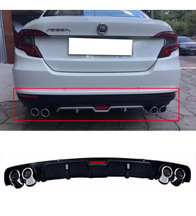 Fiat Egea Siyah Difüzör 4 Krom Egzoz Görünümlü Difizör Arka Ek Body Kit