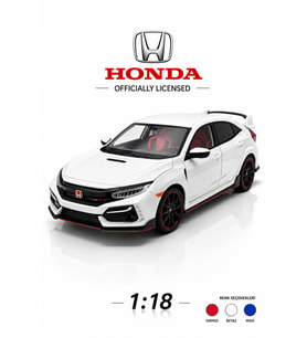 Resmi Lisanslı 1:18 Honda Civic Type R FK8 Metal Diecast Model Araba Beyaz - Işıklı ve Süspansiyonlu