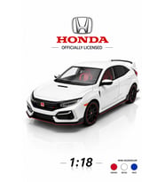Resmi Lisanslı 1:18 Honda Civic Type R FK8 Metal Diecast Model Araba Beyaz - Işıklı ve Süspansiyonlu