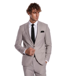 İki Parça Çizgili Slim Fit Gri Erkek Takım Elbise - Wessi