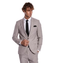 İki Parça Çizgili Slim Fit Gri Erkek Takım Elbise - Wessi