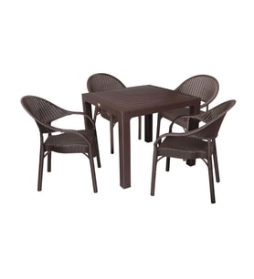 Mandella Elit Rattan 90x90 Eylül Koltuk Masa Takımı Kahverengi