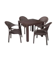 Mandella Elit Rattan 90x90 Eylül Koltuk Masa Takımı Kahverengi