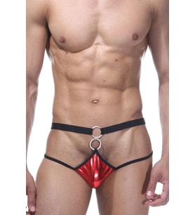 Fantezi Kırmızı Önü Halkalı Erkek String-tanga BC4596