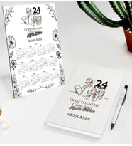 BK Gift Kişiye Özel İsimli Öğretmenler Günü Tasarımlı Defter Tükenmez Kalem ve Masaüstü 2024 Takvim Hediye Seti - 2, Öğretmene Hediye, Öğretmenler Günü