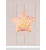 Pembe Happy Birthday Yazılı Yıldız Folyo Balon