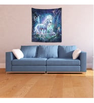 Yıkanabilir Leke Tutmaz Mikropetek Kumaş At Unicorn Desen Renkli Duvar Örtüsü Duvar Halısı Tapestry (Karışık)