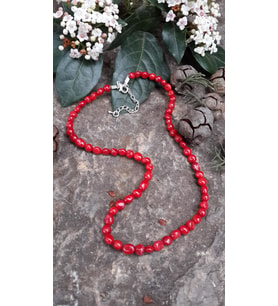STONEAGE JEWELLERY Bayan Kolye Kırmızı Mercan (Altın / Dore)