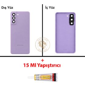 Samsung S21 Fe Lavanta Arka Pil Kapağı Batarya Kapağı Lazer Kesim + B-7000 Yapıştırıcı