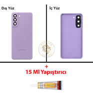 Samsung S21 Fe Lavanta Arka Pil Kapağı Batarya Kapağı Lazer Kesim + B-7000 Yapıştırıcı