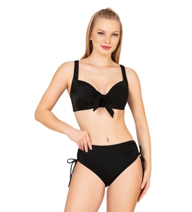 Endeep Kadın Fiyonk Detaylı Siyah Büyük Beden Bikini Takımı