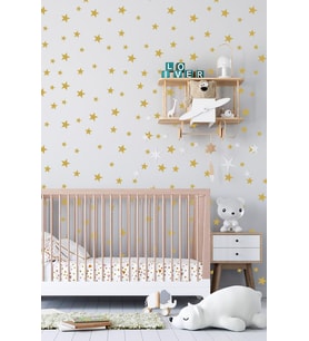 Gold Yıldız Duvar Sticker 3-4-5 cm 130 Adet  Bebek ve Çocuk Odası Dekoratif Duvar Çıkartması Sticker (Gri)