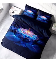 MonoHome Lotus Night 3D Pamuk Saten Çift Kişilik Nevresim Takımı (Çok Renkli)