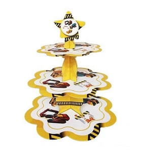 İnşaat Temalı Karton Cupcake Kek Standı 3 Katlı-