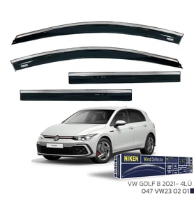 Vw Golf 8 Kromlu Cam Rüzgarlığı Niken 2021+ sonrası uyumlu (Siyah)
