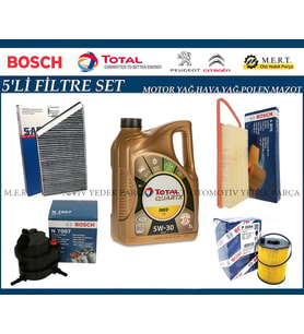 Peugeot 206 1.4 HDI Filtre Bakım Seti + Motor Yağı (2003-2009)