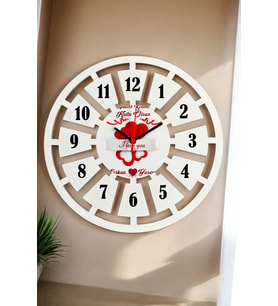Sevgiliye En Güzel Hediye Duvar Saati 40cm 016 (Beyaz)