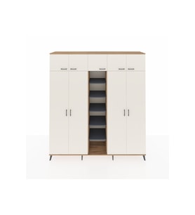 Hyperion Dolap 12 Raflı 9 Kapaklı 2 Askılı 220x44x243 Çam-Aytaşı/Antrasit