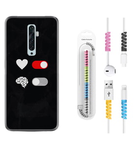 Oppo Reno 2Z 4 Lite 4 Pro 5 6 7 A31 Kılıf Kablo Koruma Spiral Silikon Love Brain 1722