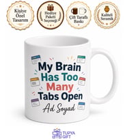 My Brain Has Too Many Tabs Open Yazılı Esprili Kahve Kupası Hediye Bardak