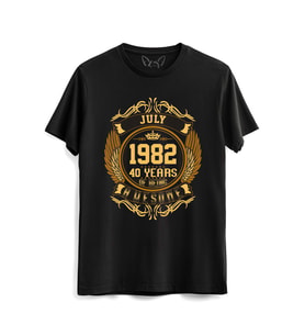 Vintage Gold Awesome Series July 1982 Siyah Tshirt