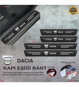 Dacia  Logolu Karbon Kapı Eşiği Koruyucu Suni Deri 4'lü Set